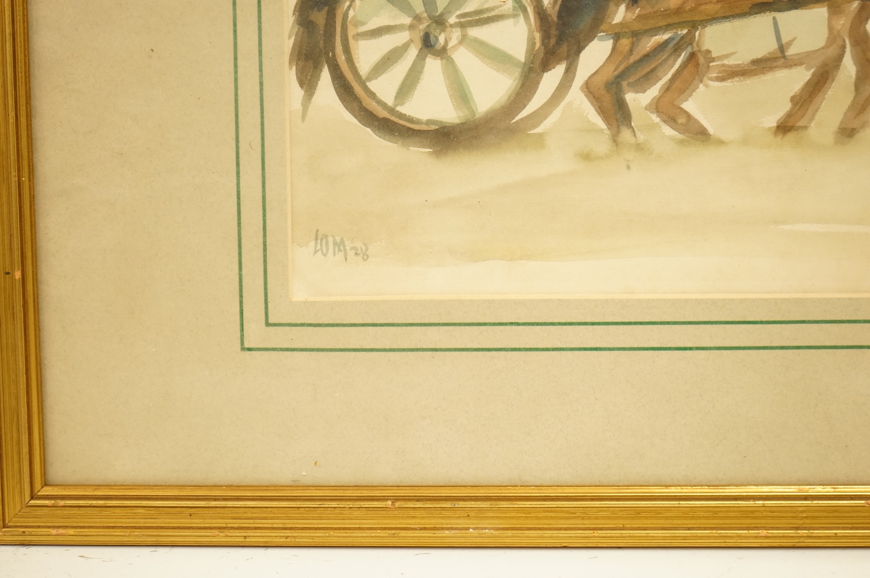 Alfred Walter Lomnitz (1892– 1953), Study of a horse and cart, bears initials L O M and date '28, watercolour, 27 x 36cm